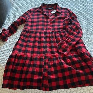 Buffalo Plaid Shirt Dress